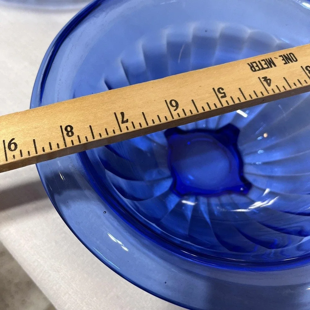 VTG Nest Of 4 Hazel Atlas PILLAR OPTIC Cobalt Blue Mixing Bowl Set